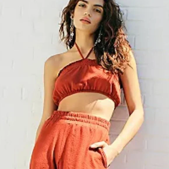 NEW Free People Beach Don’t Kill My Vibe 100% COTTON Set Pants & Crop top 492S0 - Picture 3 of 8